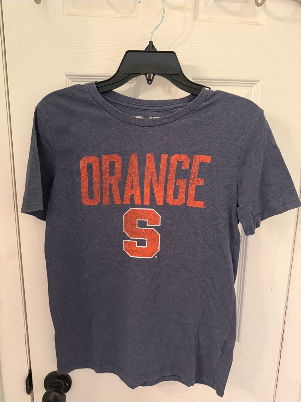 Navy T-Shirt with Orange 'ORANGE S' Graphic